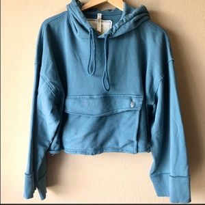 FREE PEOPLE fp movement Cropped Blue Hoodie